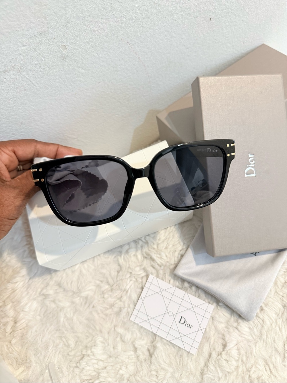 Christian Dior Black Square Sunglasses with Dark Gold Lenses - Picture 2 of 12